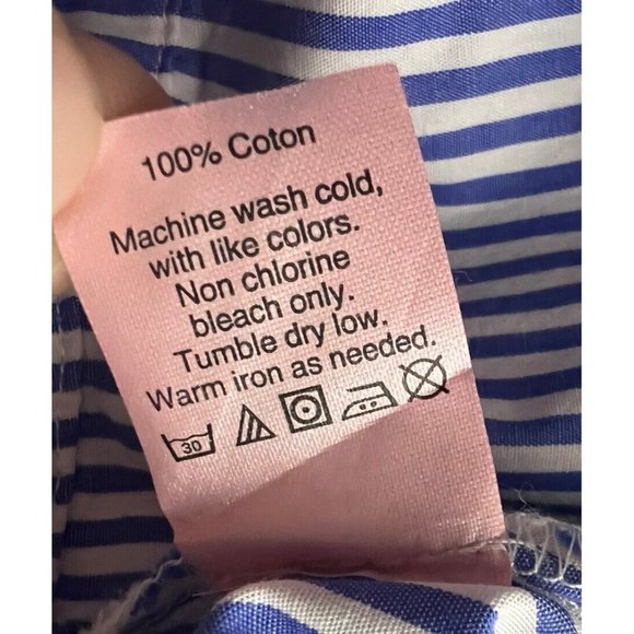 J.Crew Factory Womens Skirt Size 2 Blue Striped Tie Waist Ruffle Hem A-line - Picture 7 of 7